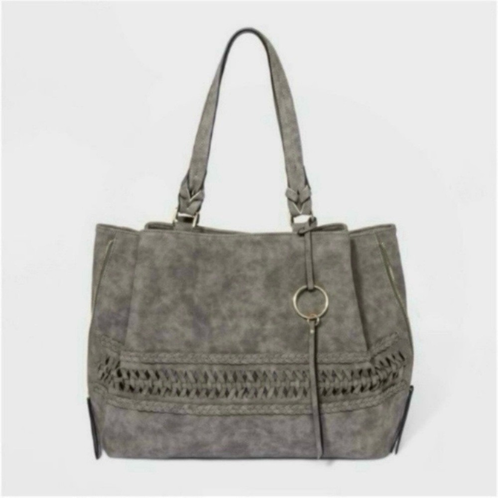 VR NYC Charcoal Gray Oversized Tote Bag Shoulder Bag NWT
